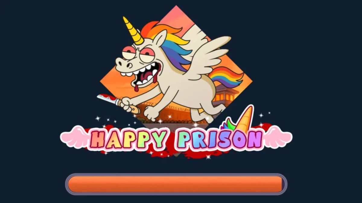 Tampilan visual slot Happy Prison dengan karakter kartun dan elemen penjara