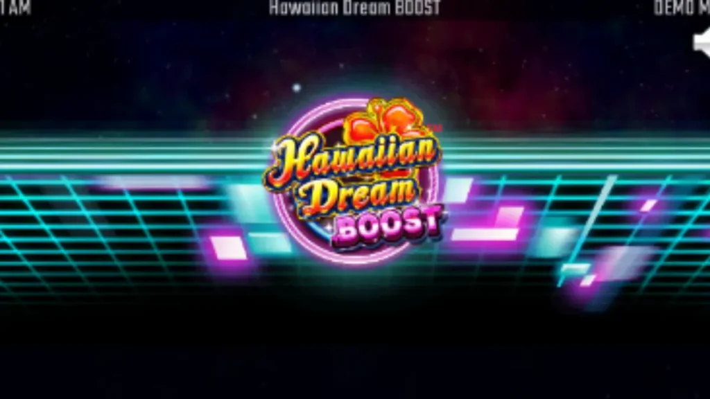 Tampilan visual futuristik dan tropis dari slot Hawaiian Dream Boost